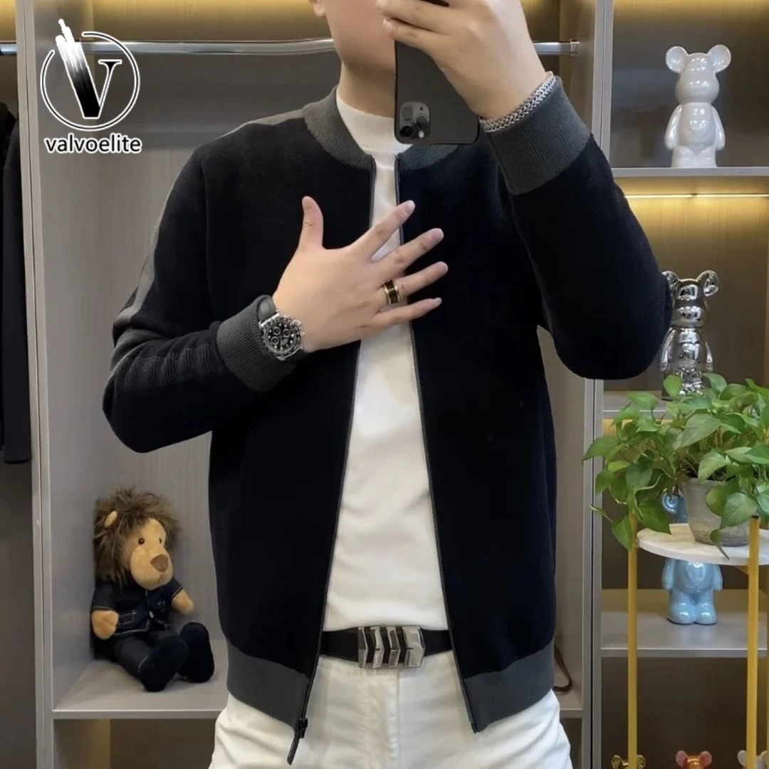 VALVOELITE欧货秋冬季男士拉链针织开衫外套毛衣新款休闲长袖上衣