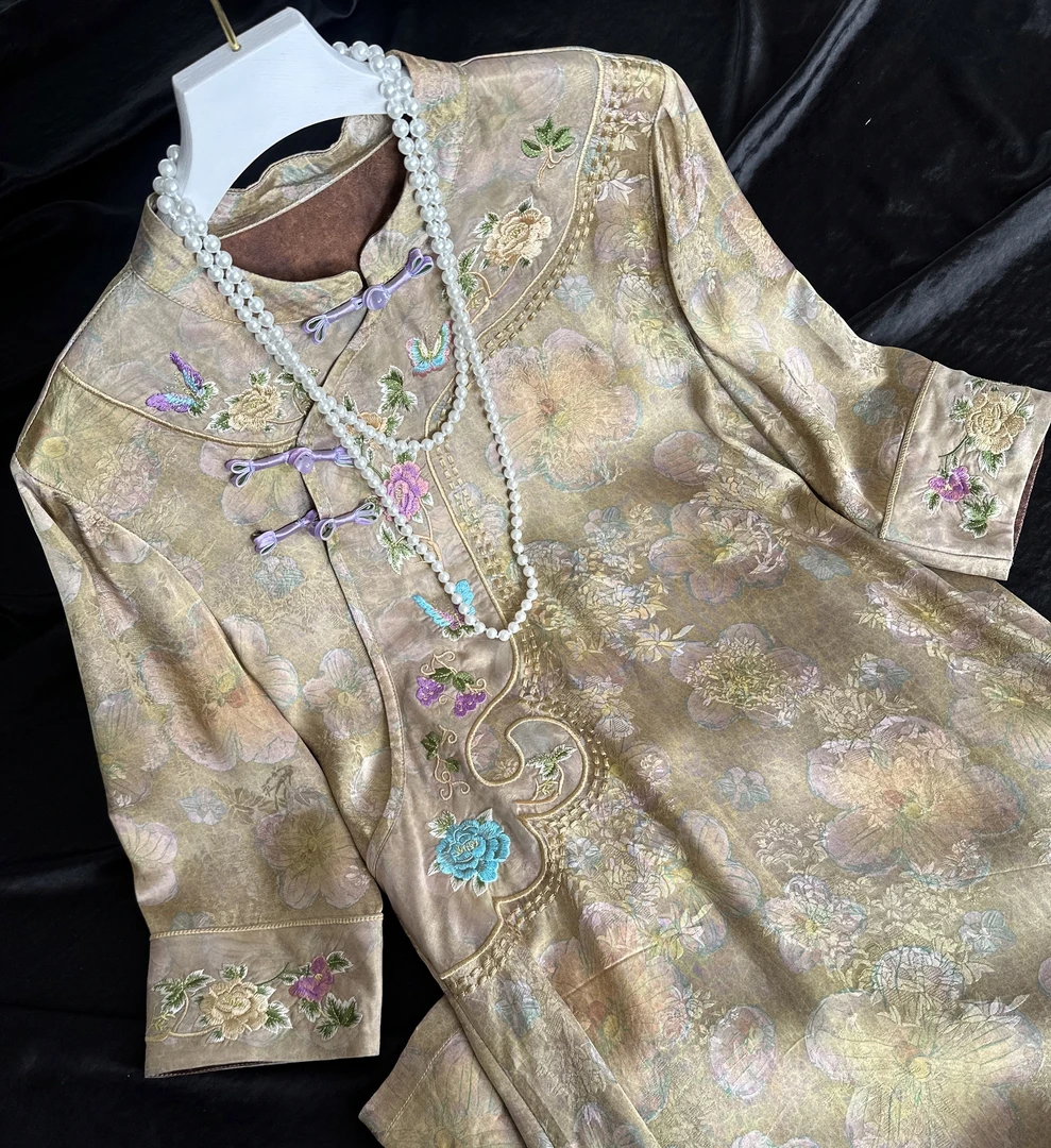 4157-16常熟新中式春季新款【春华】气质老料百搭优雅春季连衣裙