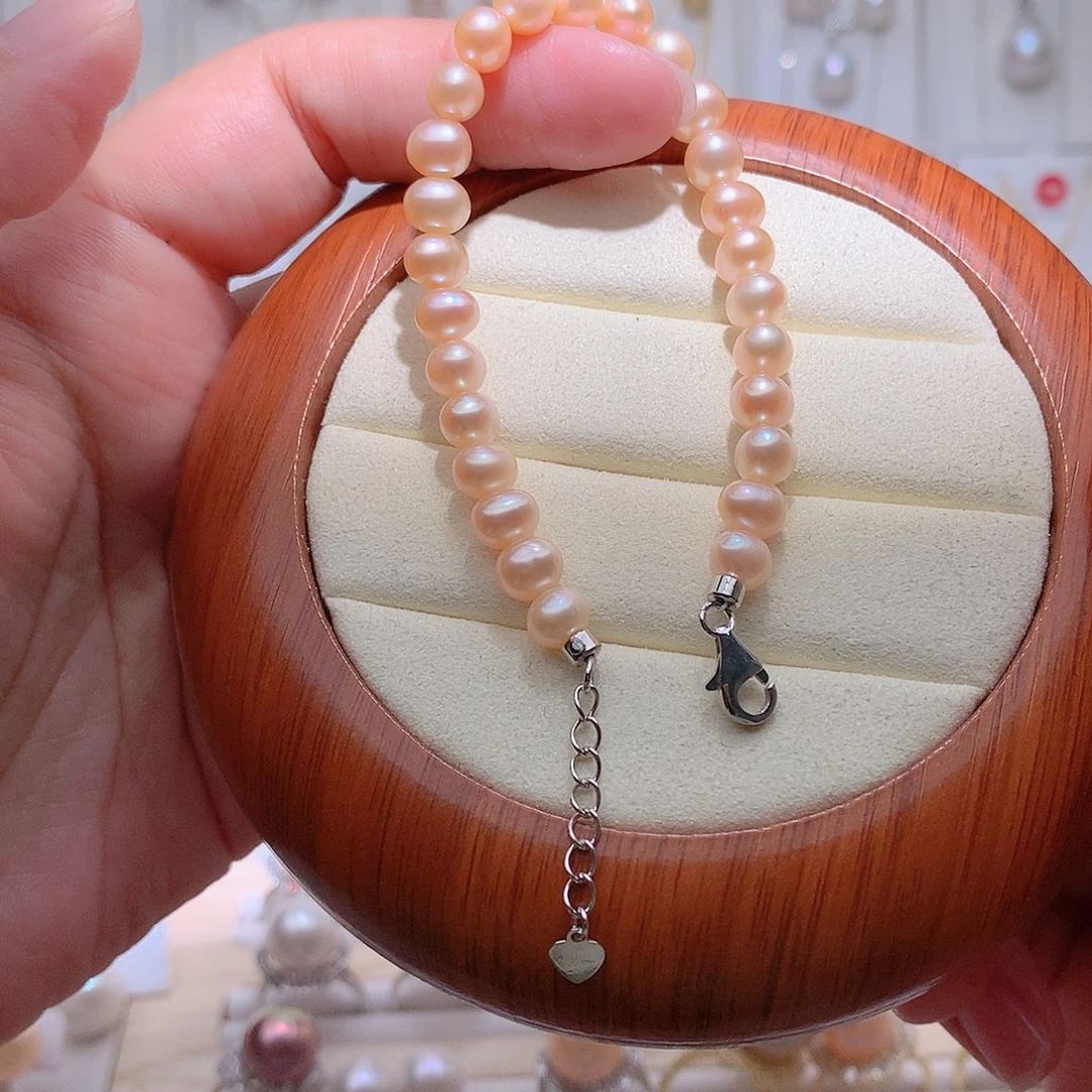 手链银S925镶嵌淡水珍珠CC6-7mm