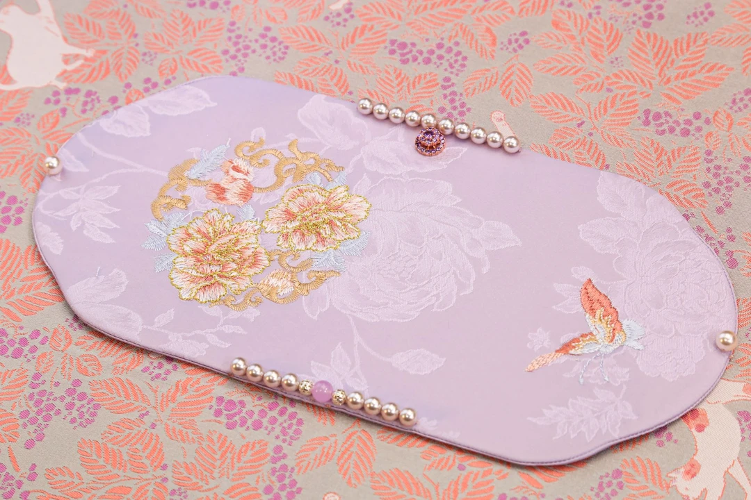 CX736 原创设计 手工珠绣款 织锦缎刺绣 椭圆高档茶席 茶桌壶杯垫