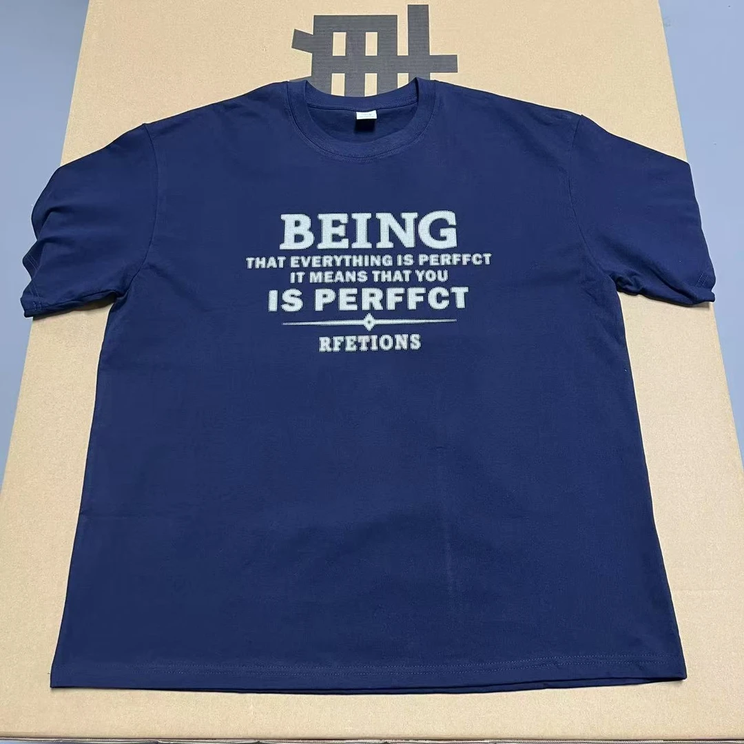 藏青【纯棉短袖】新款时尚印花短袖夏季男女同款纯棉重磅T恤A68