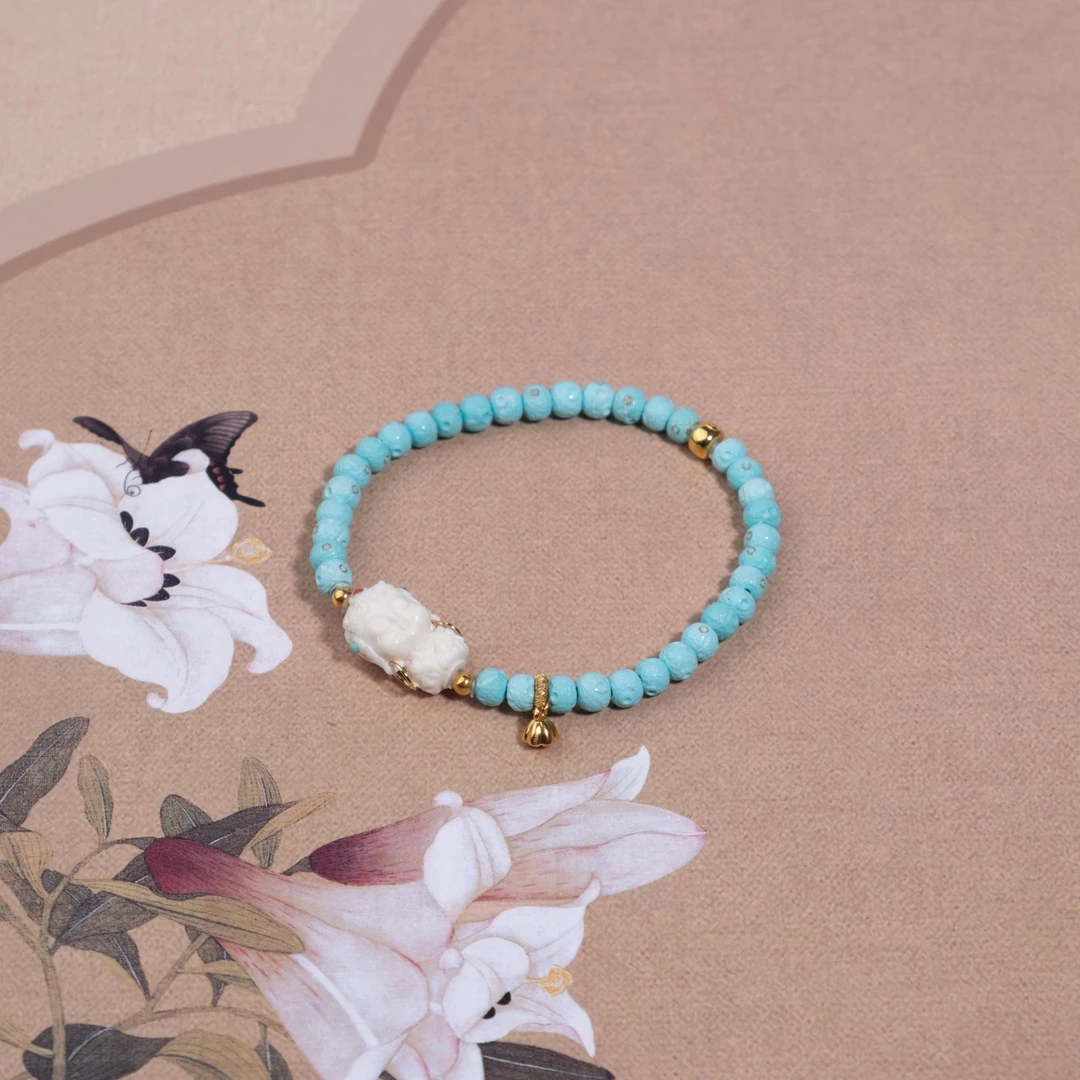 精品高瓷原矿绿松石DIY18K手串节日好物氛围感气质款