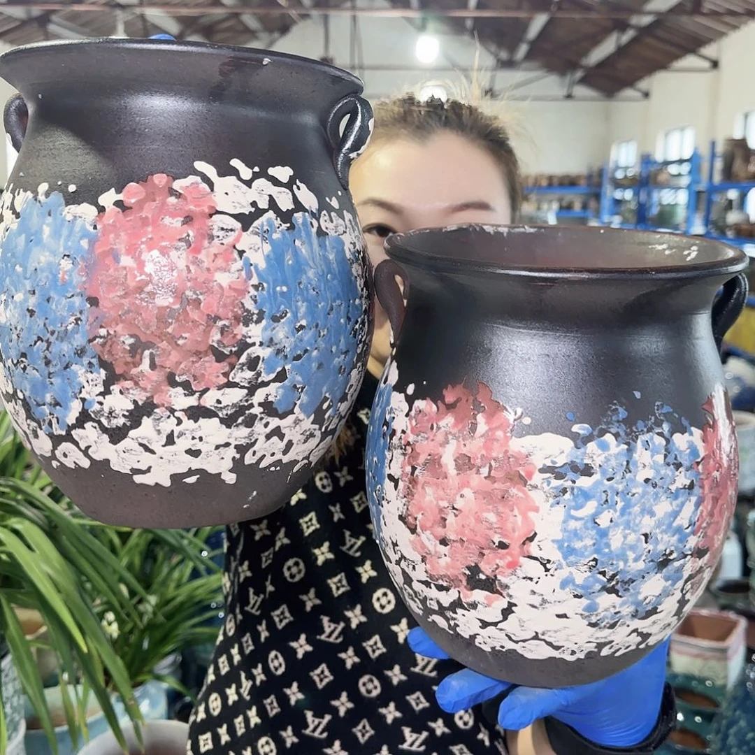 紫砂花盆高24口19