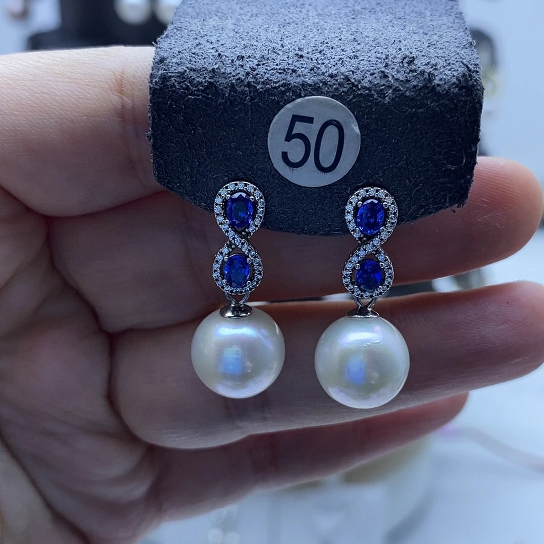 银S925镶嵌淡水珍珠耳饰