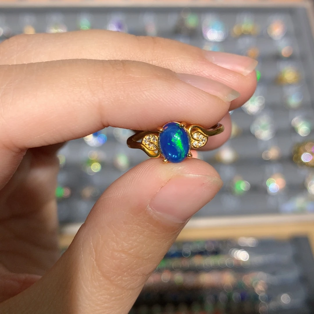 银S925镶嵌欧泊欧泊戒指y