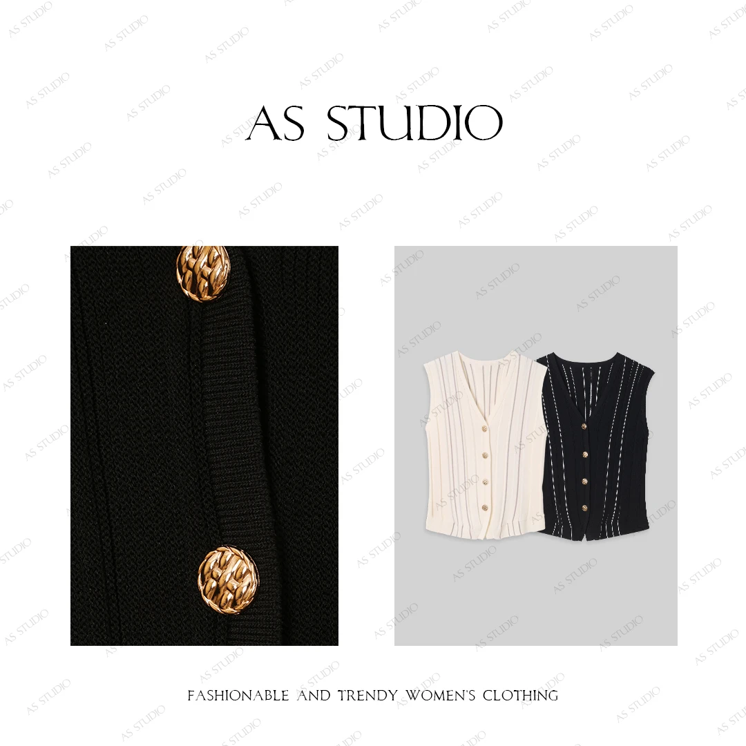 【AS松林烟】25新非正式学院风羊毛条纹马甲针织背心AS25CMJ4315