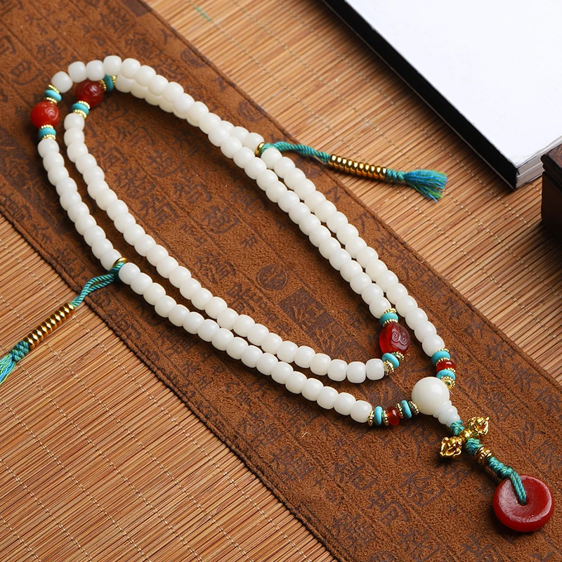 （平安顺遂）108颗菩提项链三圈手串小众设计款（孟华设计）-配盘玩袋