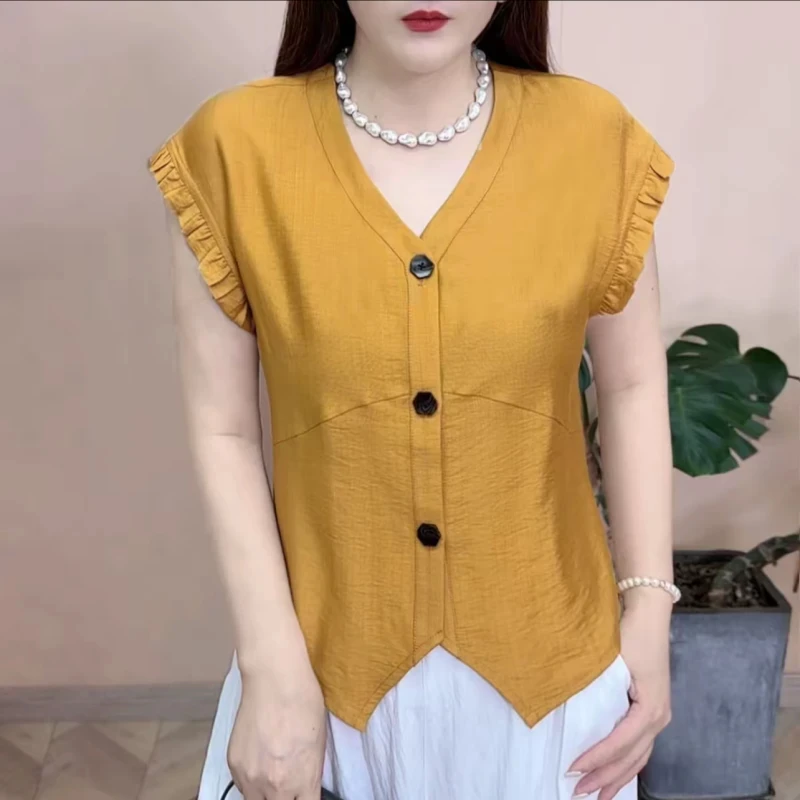 2025夏季新品薄款时尚百搭修身显瘦气质减龄设计感女士衬衫8082