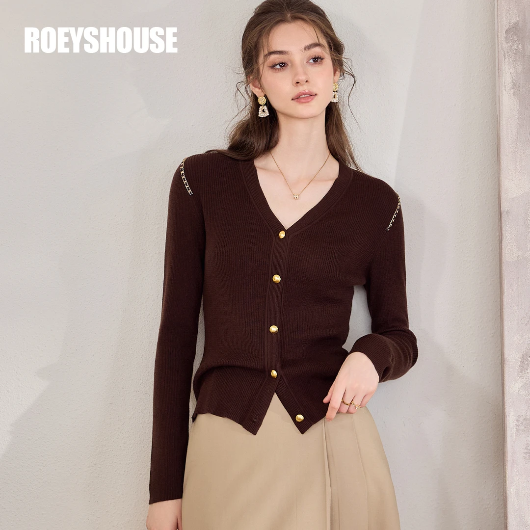 【RH】罗衣时尚慵懒修身针织开衫2024秋季新款法式高级感毛衣11255