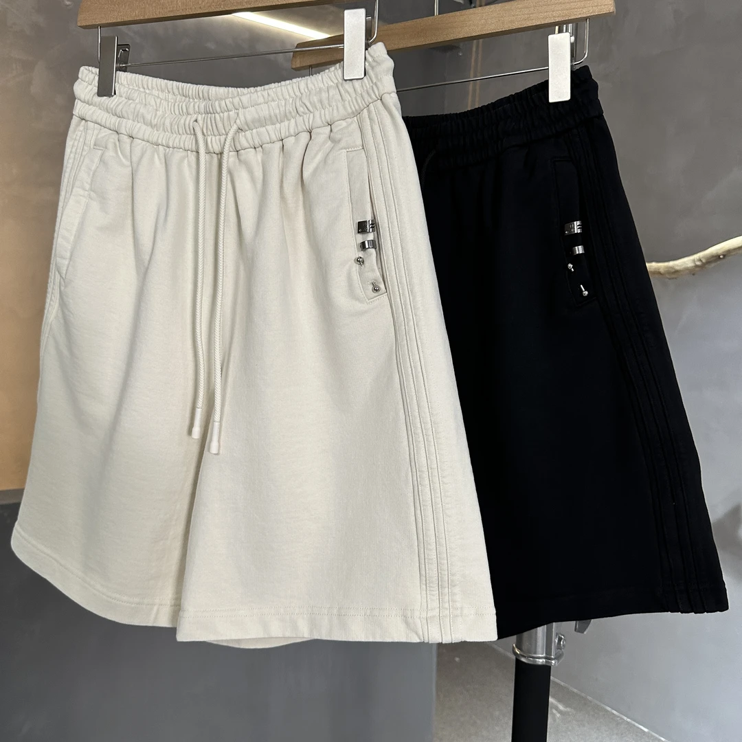 （楠悦）夏季新款重磅水洗针织卫裤休闲中裤毛圈工艺复古松紧腰潮男