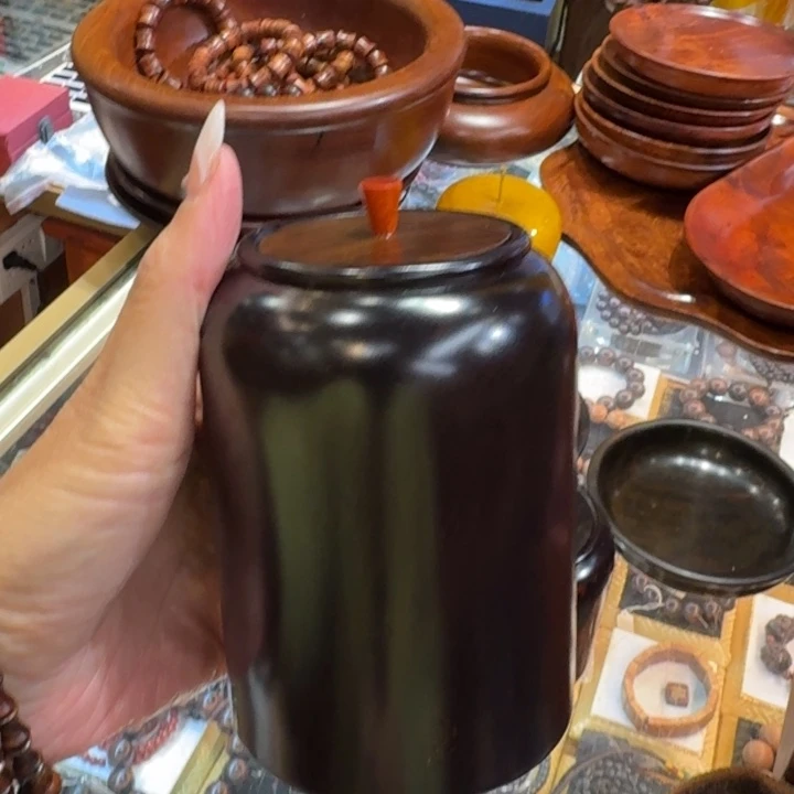 交趾黄檀（大红酸枝）酸枝精美罐子11.5-8