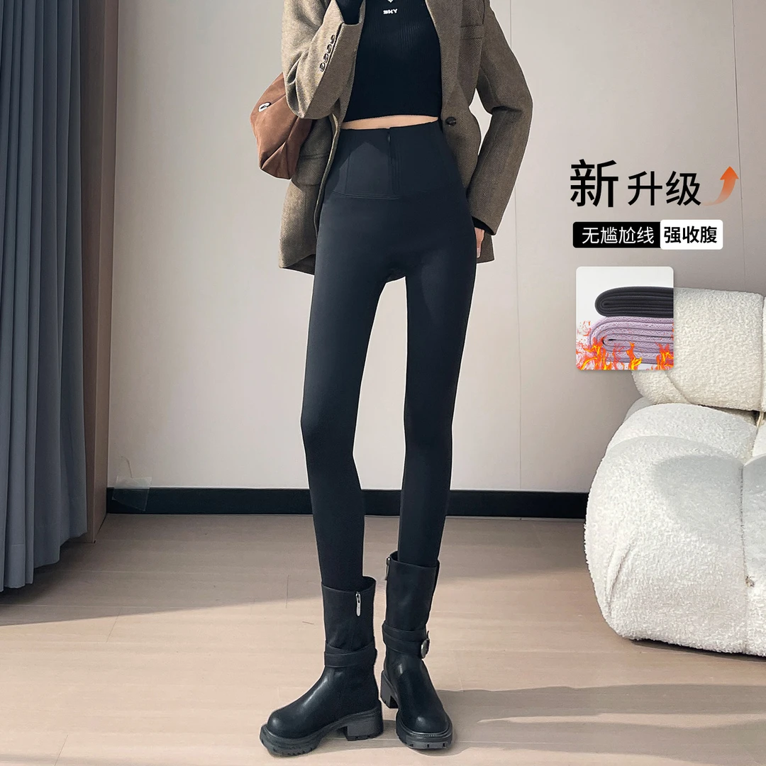 加绒加厚鲨鱼裤女秋冬2025新款高腰提臀收腹外穿健身瑜伽打底靴裤