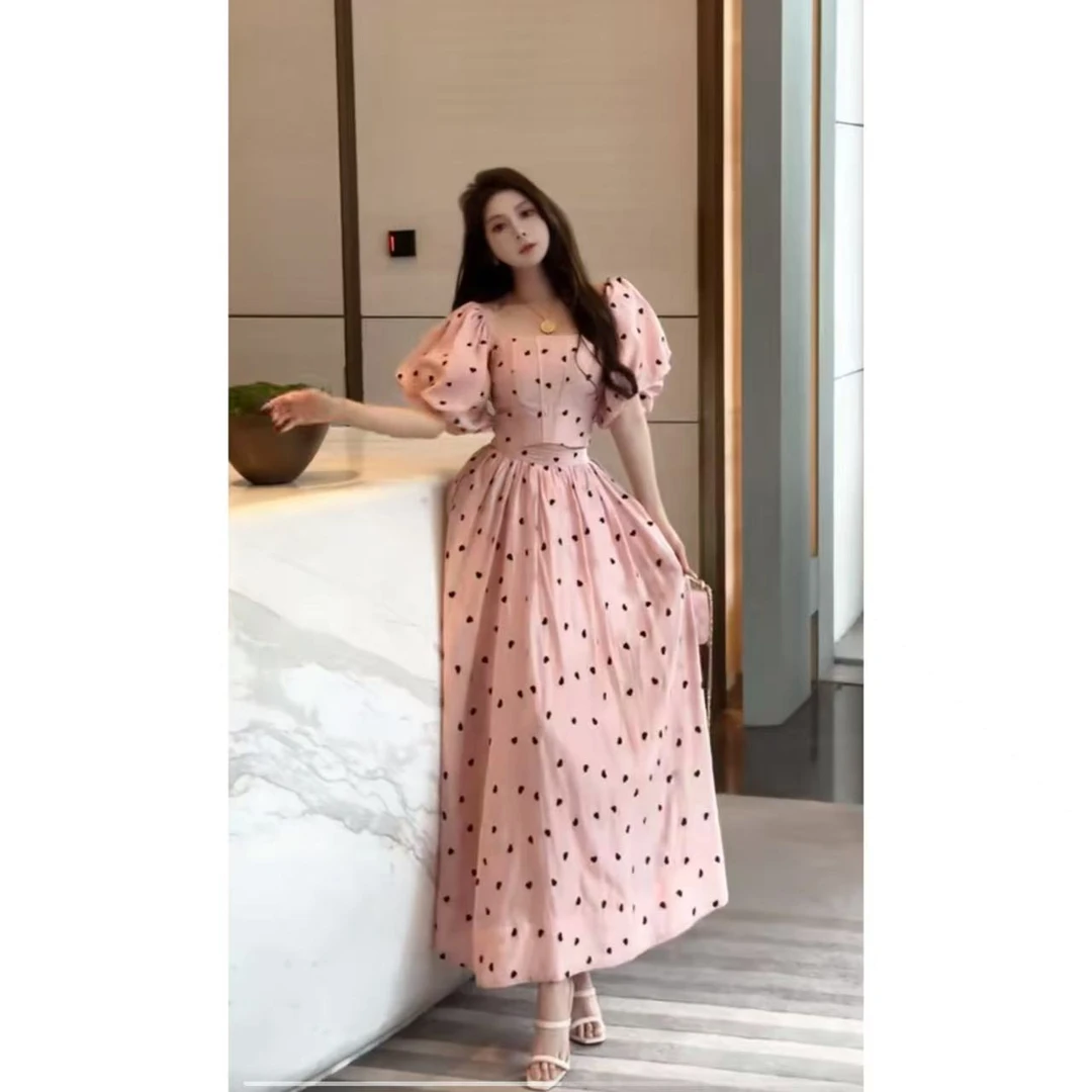 DACPAN-“大小姐”爱心刺绣鱼骨套装上衣+半身裙  2025/盼·25042301