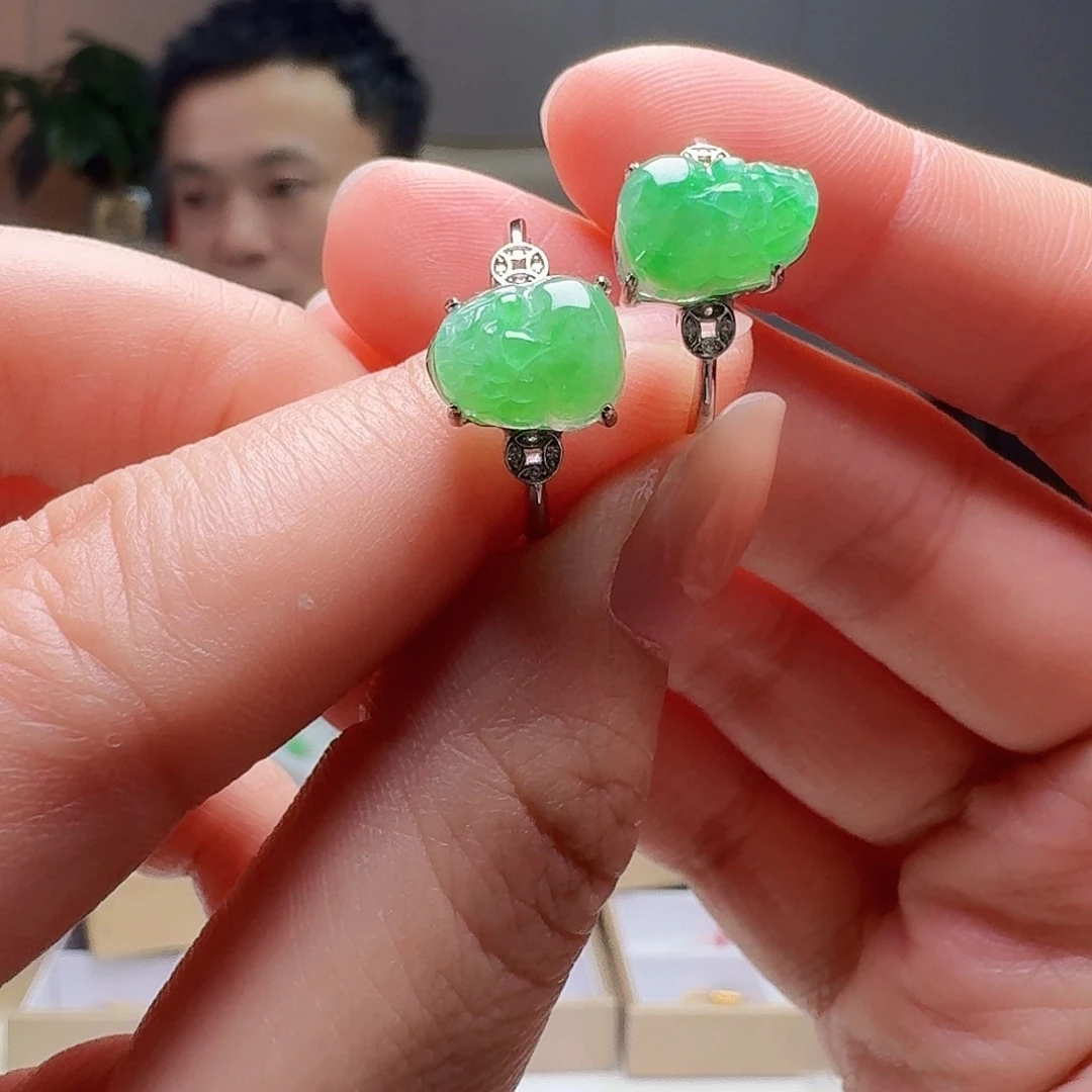 翡翠戒指银S925镶嵌多样性发货其一