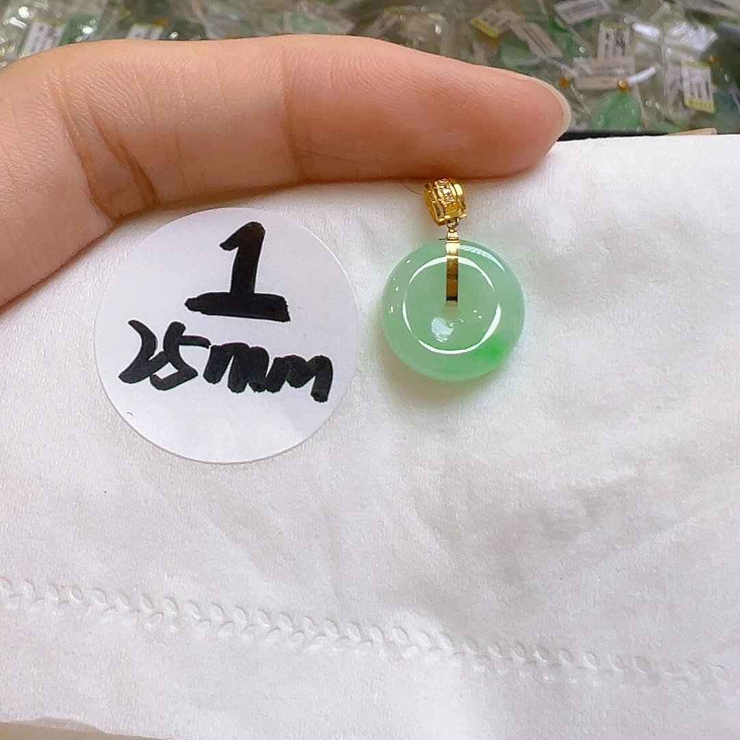 翡翠18K金镶嵌吊坠(不含链)翡翠