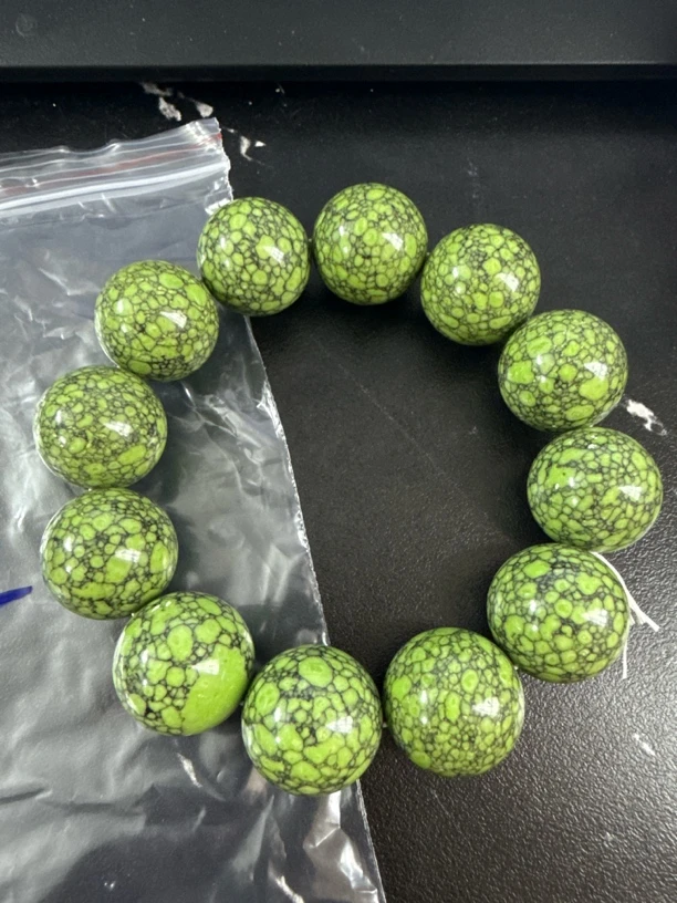 Q92 高精工高瓷绿网花手链 卡20