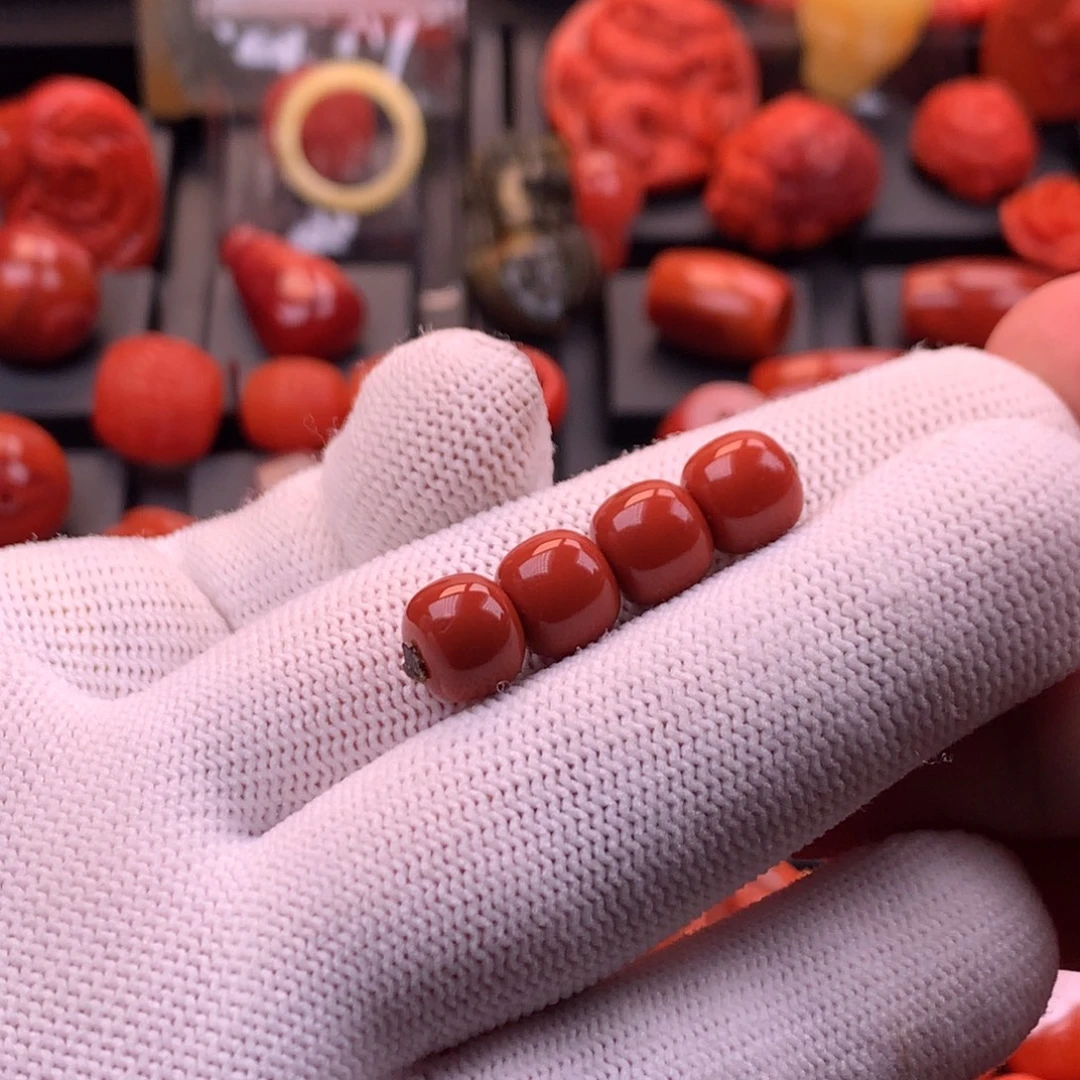 南红玛瑙未镶嵌川料原矿满色满肉老型对珠9mm多样性发其一