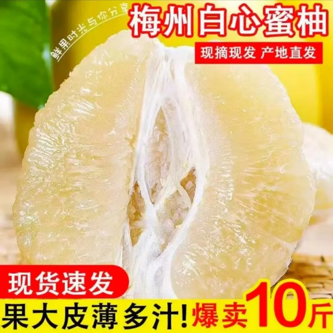 梅州自家果园酸甜白肉蜜柚新鲜孕妇水果9斤香甜多汁原生态