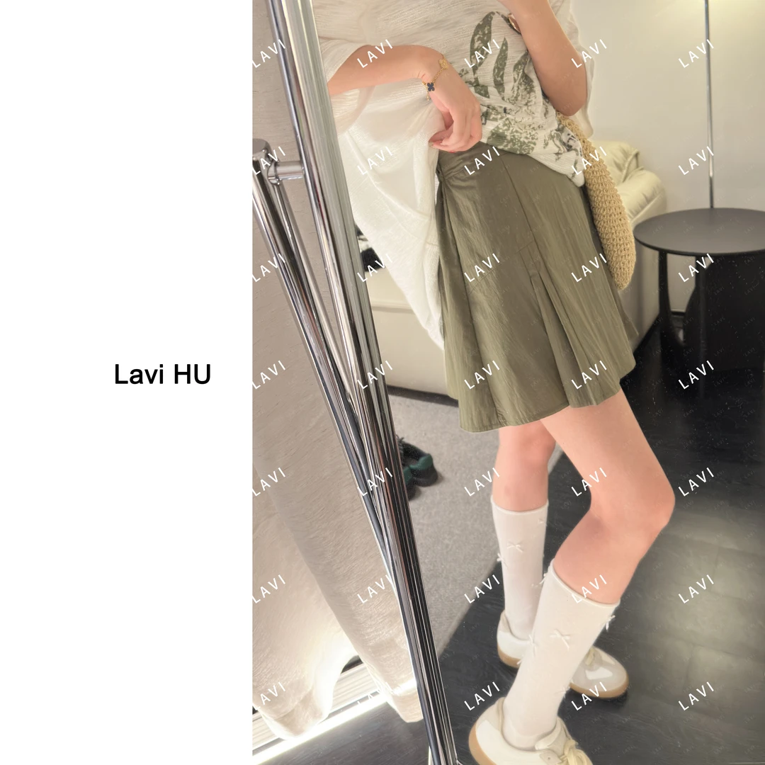 青草地 百搭显瘦复古时尚休闲A字设计感半身裙LW1325