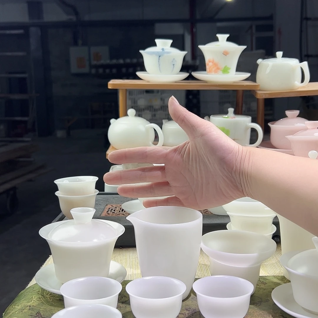 好***果素烧璞玉马蹄盖碗160ml+无由茶海+密过滤组+6个45ml铃铛杯