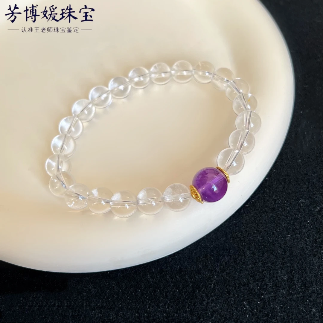 F133天然高品质白水晶8+mm精美单圈手串 多样性发其一 简约百搭款