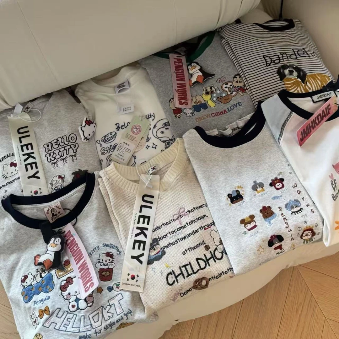 【卷卷家】E401—E500短袖韩系百搭休闲T恤夏季卡通可爱少女感