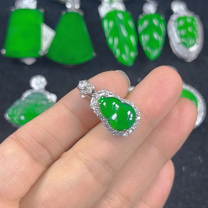 翡翠银S925镶嵌吊坠(不含链)