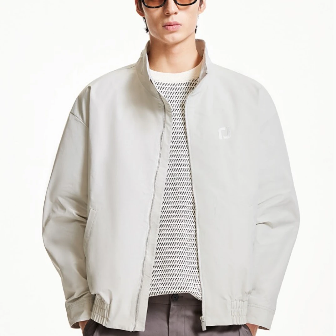 杰克琼斯秋新款男士立领夹克外套时尚百搭舒适纯色宽松高级感男装