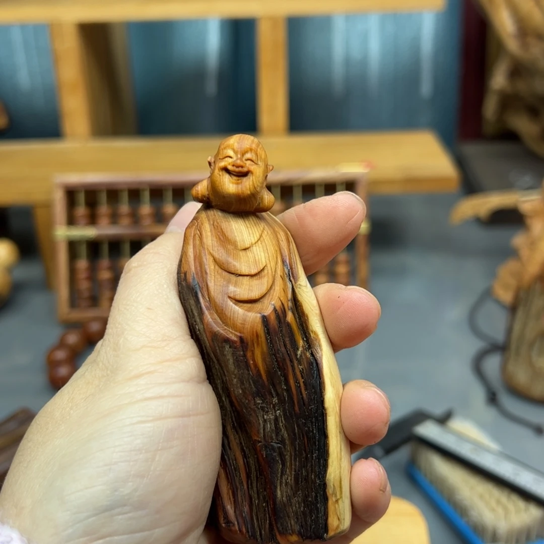 如***影木崖柏木摆件手把件，