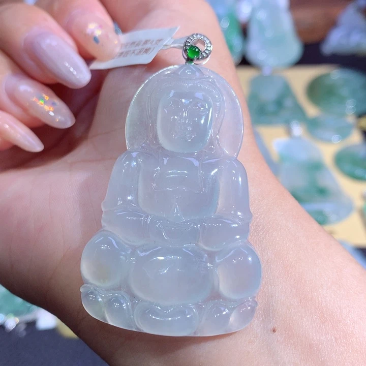 翡翠18K金镶嵌吊坠(不含链)翡翠