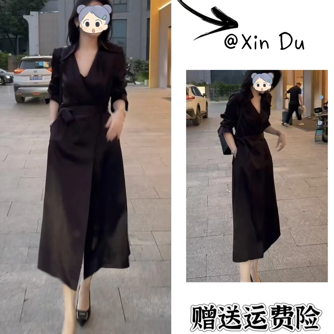 2025秋季新款时尚显瘦气质女士网红洋气风衣百搭款D22549