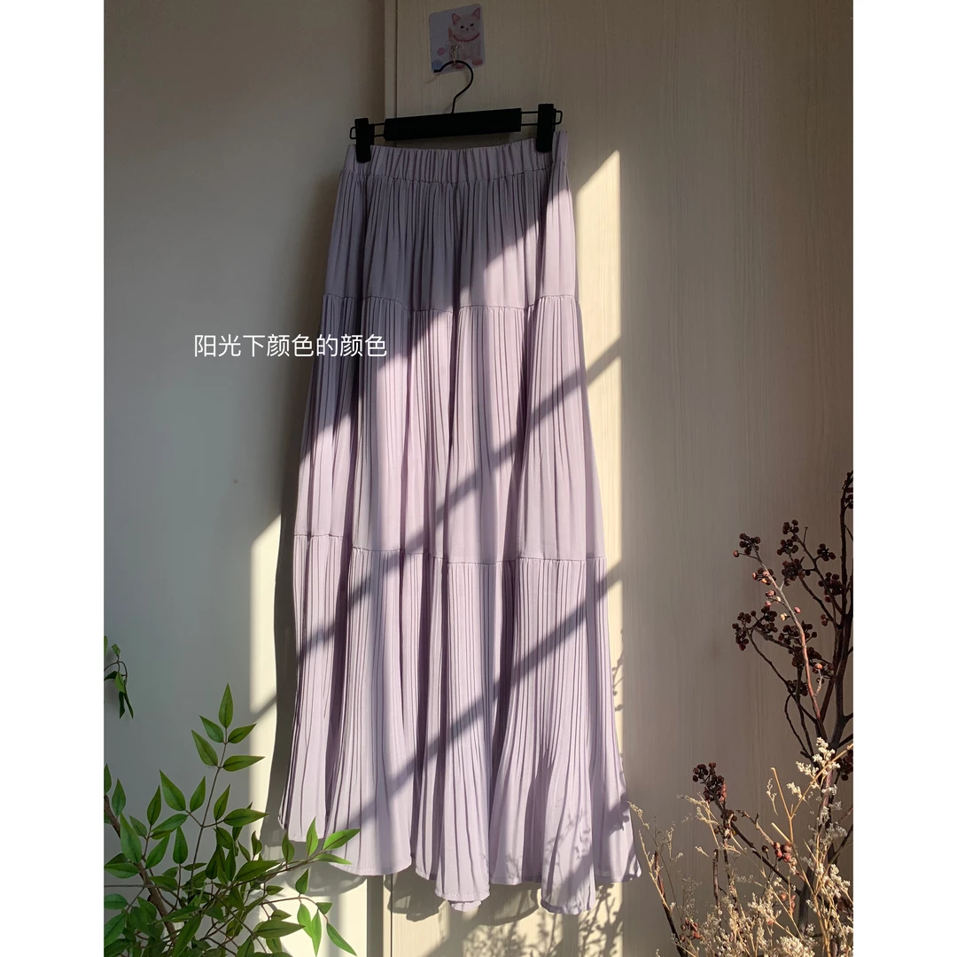 XEJ 显瘦神器 重工款大裙摆压褶拼接垂感半身裙