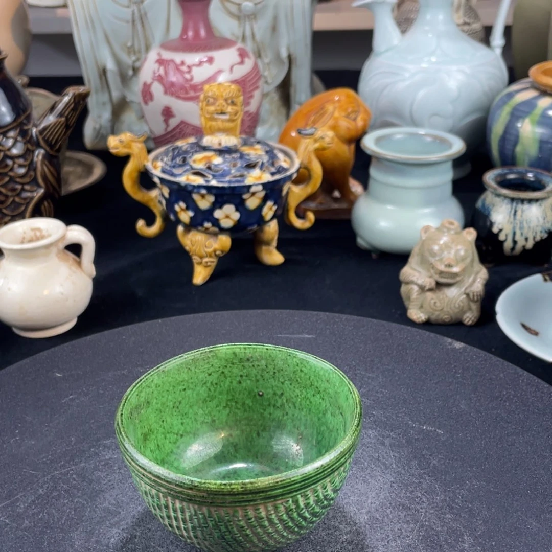 摆件瓷器绿定杯子122333