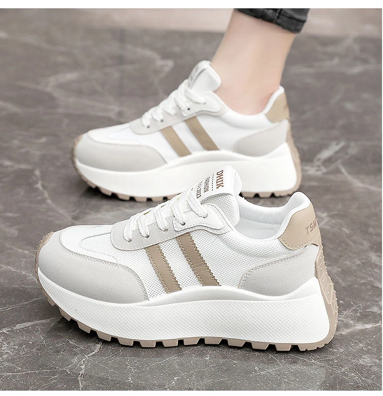 增高5.5CM新款阿甘鞋女2025春夏季增高小白鞋百搭透气厚底运动鞋