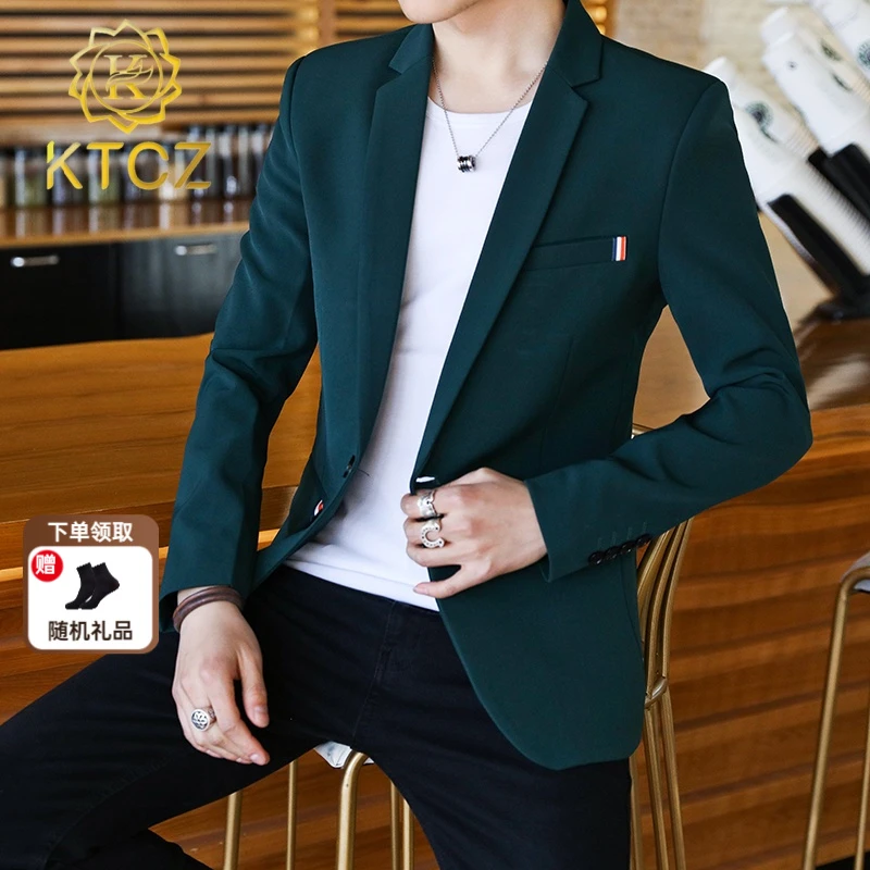 KTCZ西装男士休闲韩版帅气修身上衣潮流小西装秋季薄款西服男外套