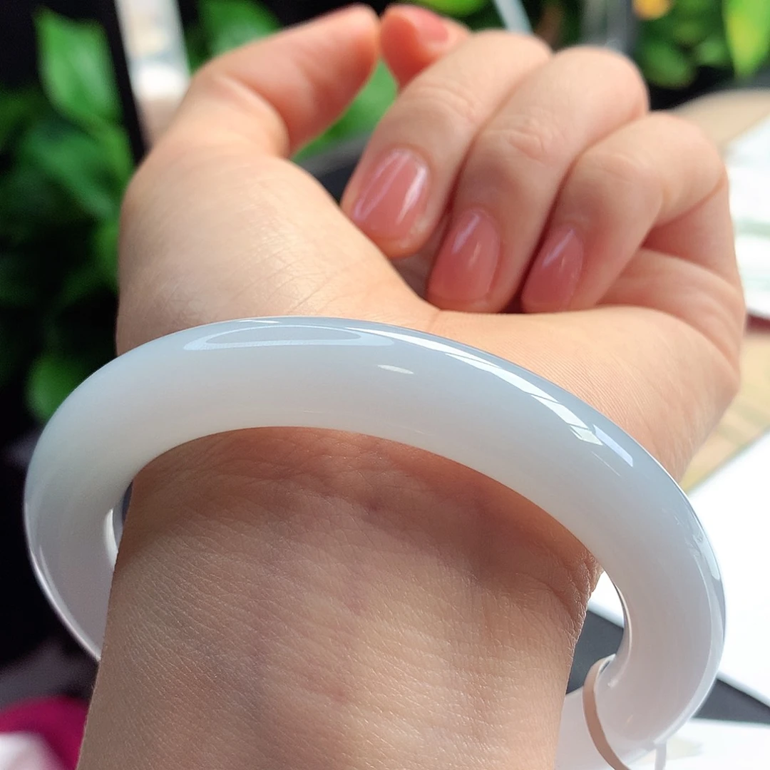 未镶嵌手镯翡翠57-58圈口完美胶条子粉紫9号