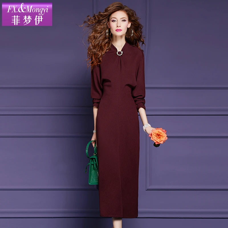 菲梦伊高级设计感连衣裙女春装轻奢褶皱时尚洋气休闲长裙子56163