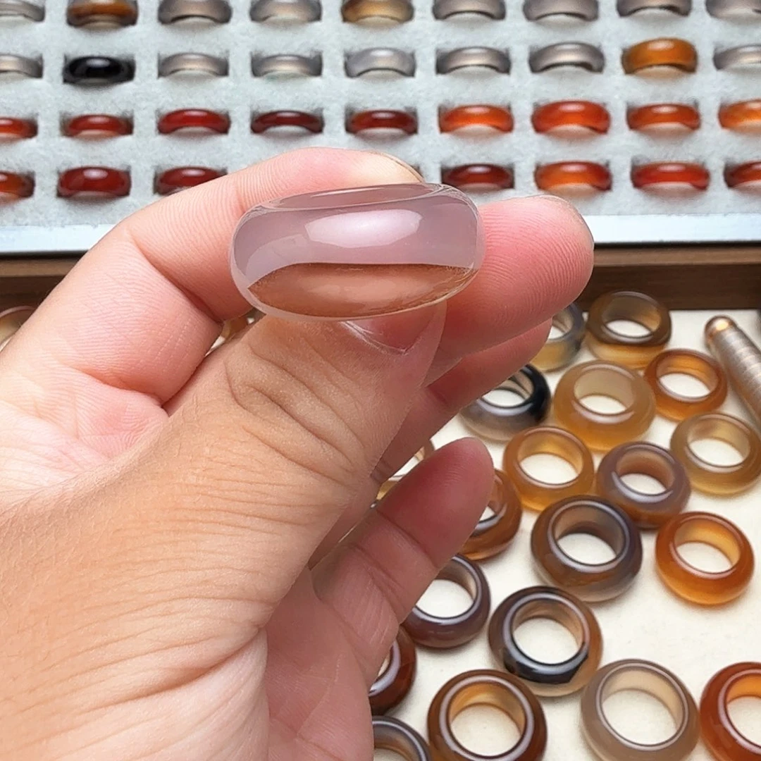 玛瑙/玉髓戒指未镶嵌20圈红沙湾福利不退不换介意勿拍