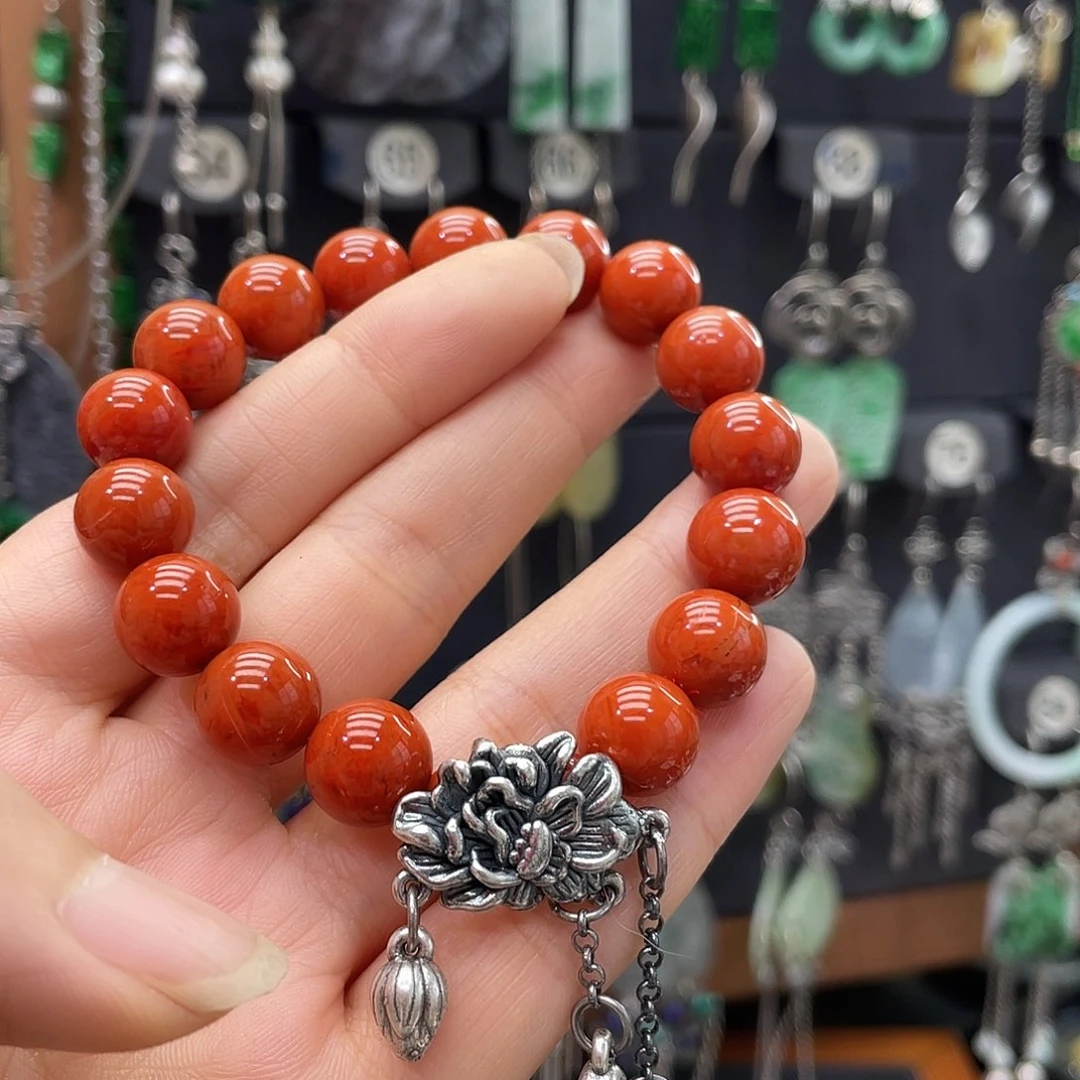 丽***川南红玛瑙银S925镶嵌耳饰188gbjhhh