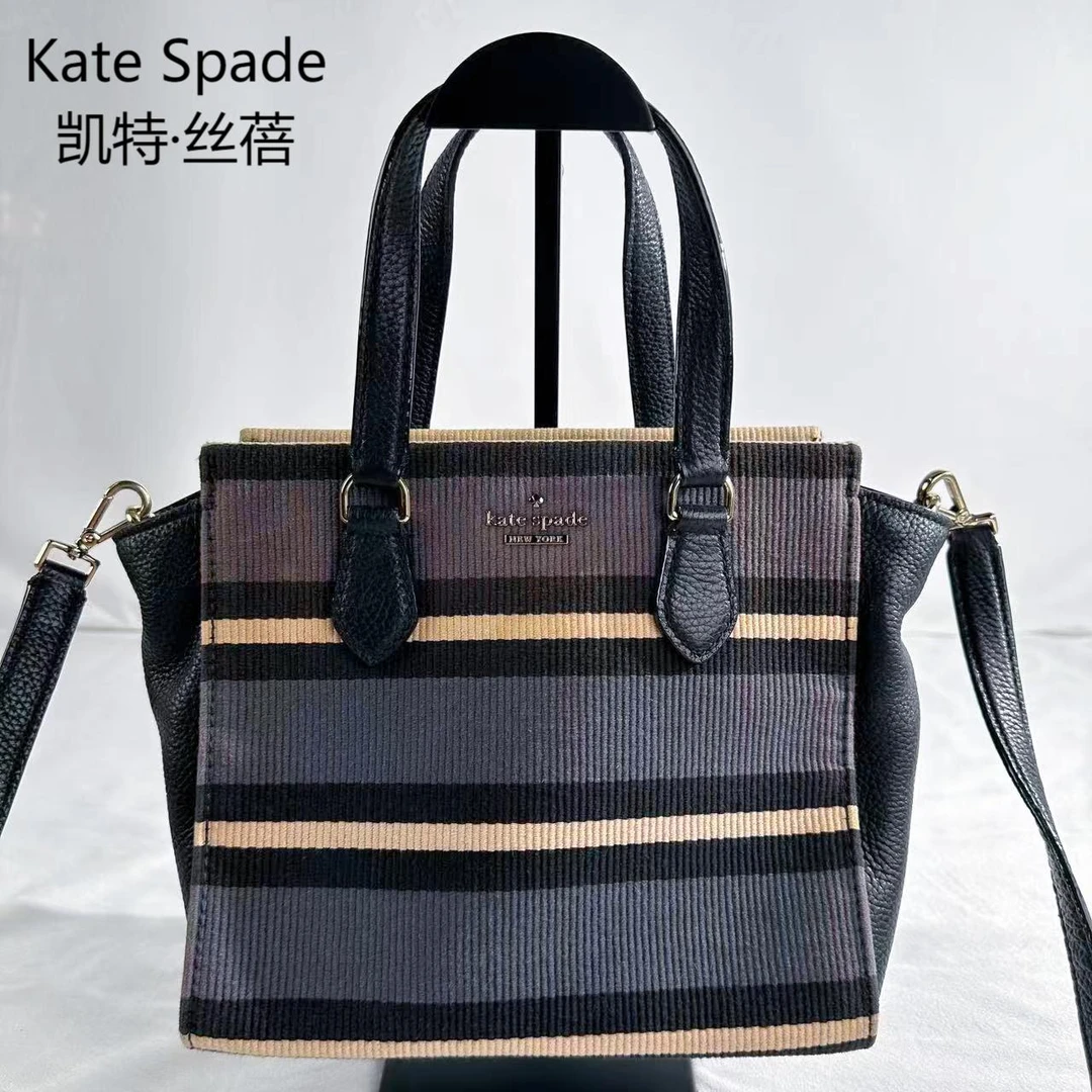 95新 Kate spade/凯特丝蓓 帆布条纹斜挎包G25703168底长23X21