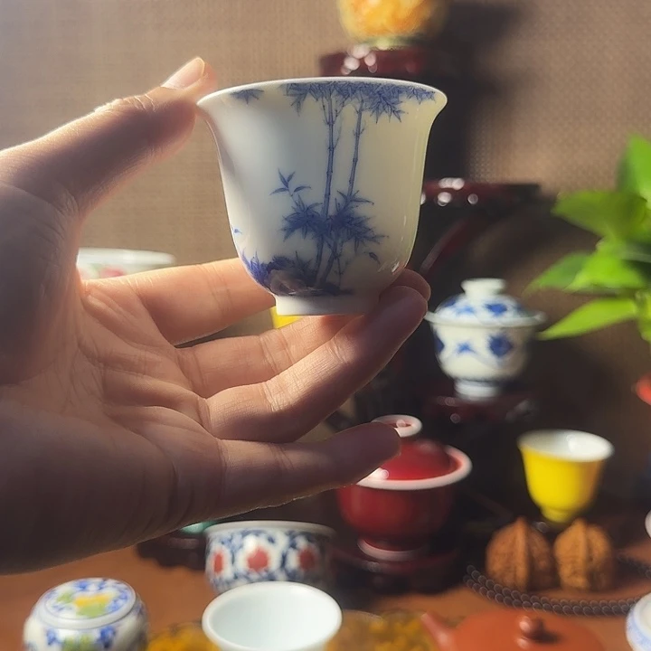 陶摆件景德镇陶瓷竹节杯