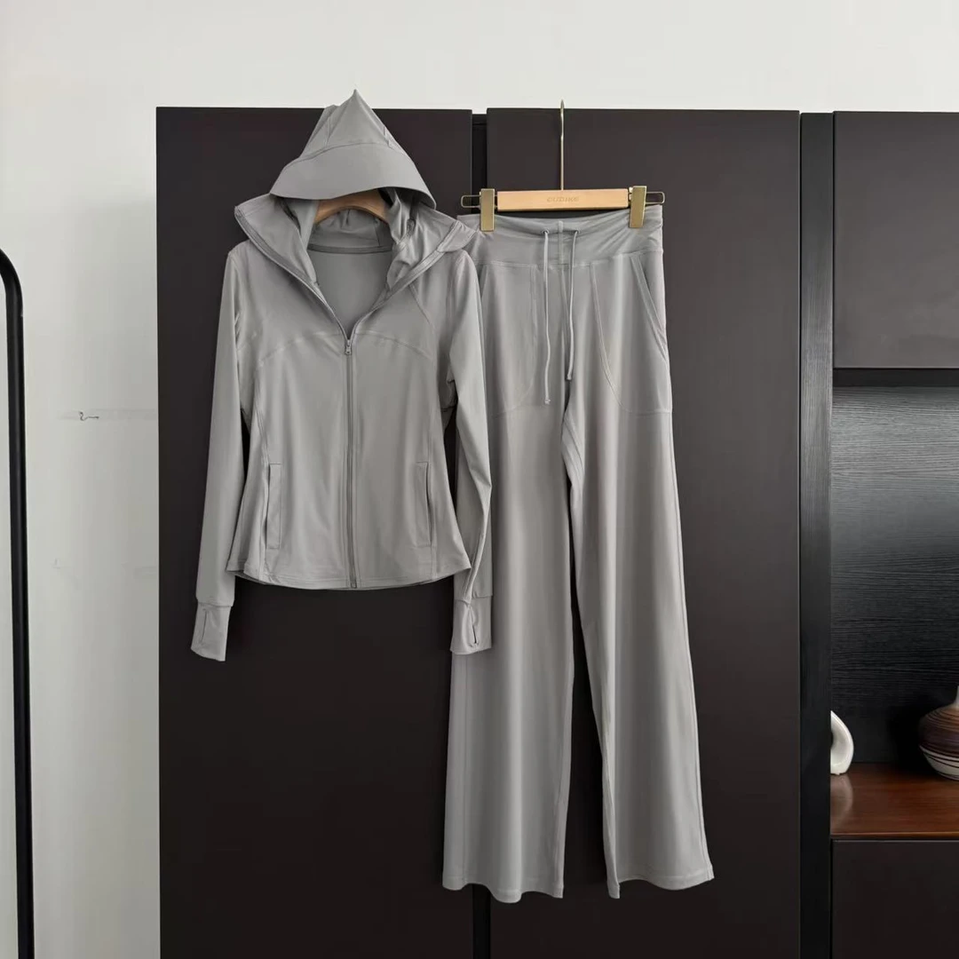 618新款【防晒上衣裤子黑胶帽檐遮脸套装】原纱冰丝防晒服防紫外线