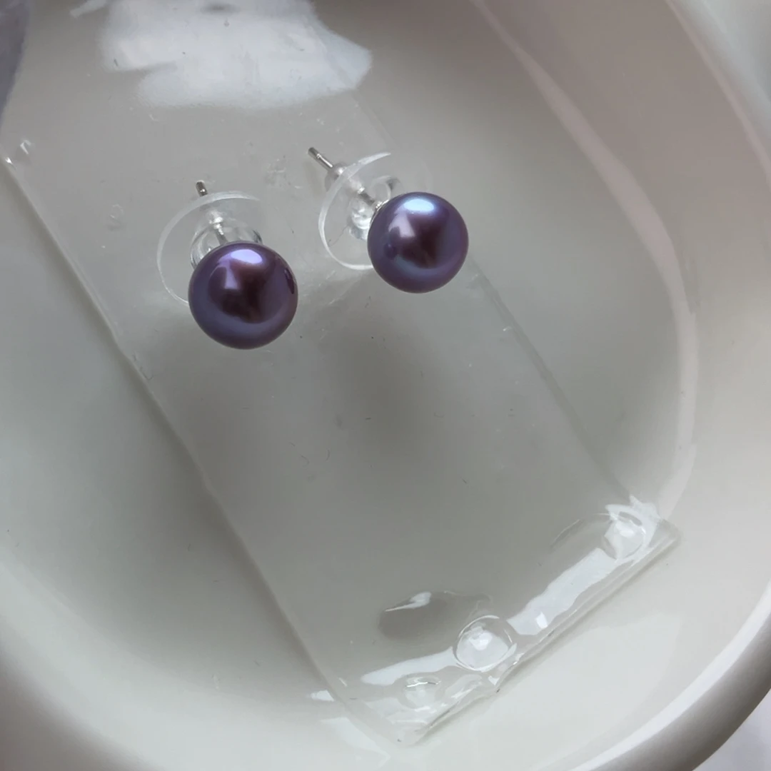 银S925镶嵌淡水珍珠耳饰