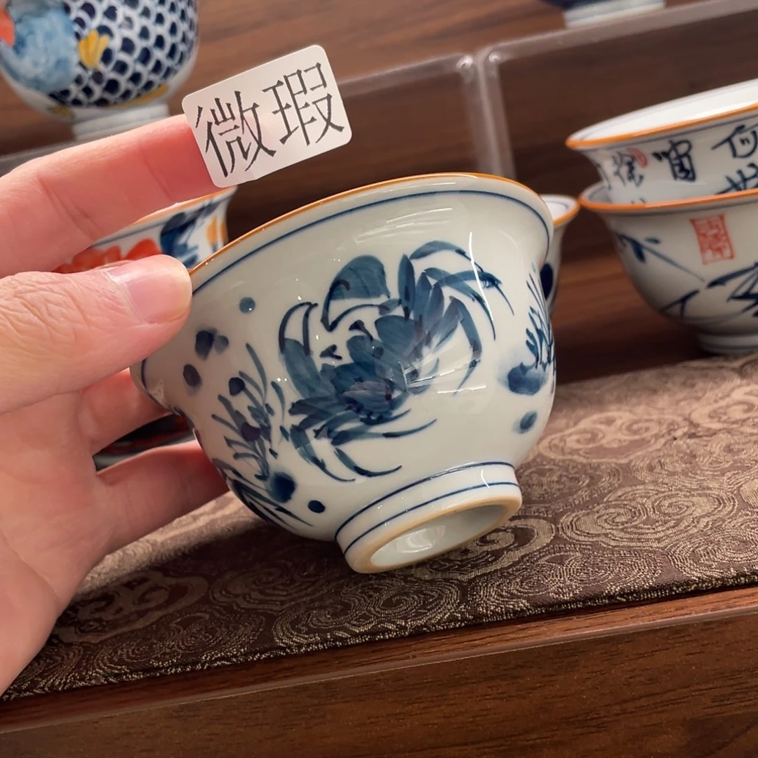 釉下手绘茶具微瑕