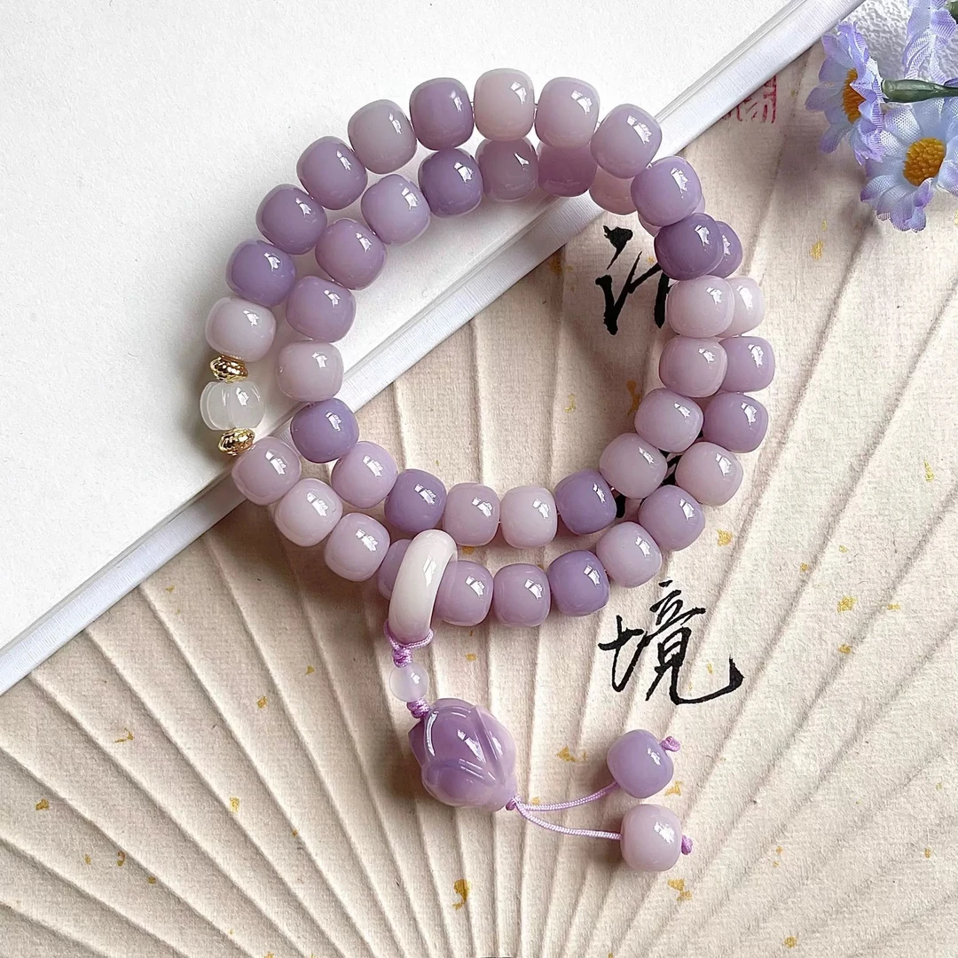 【紫荆花开】天然芋泥紫手串双圈手持子念珠文玩手链高抛盘玩绕指柔