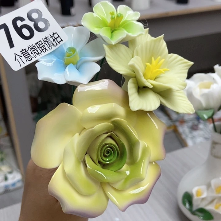 摆件手工制作陶瓷花