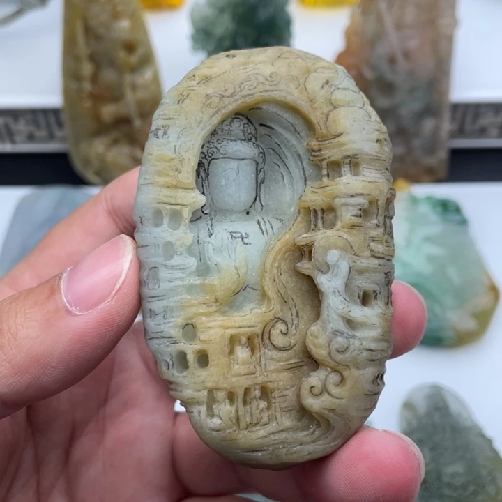 未镶嵌定制翡翠石窟佛