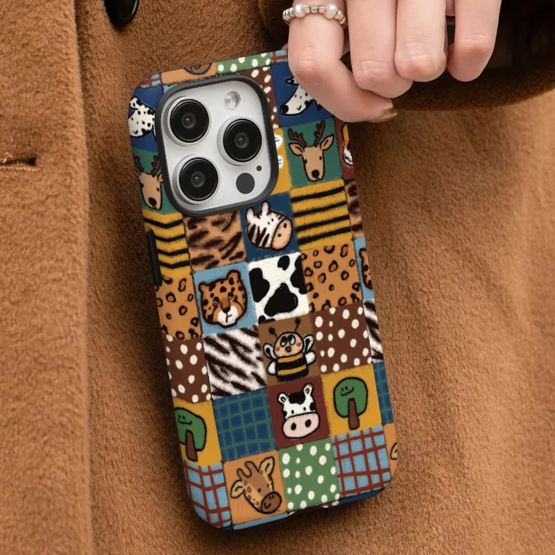 秋冬色动物iphone16手机壳13苹果14promax华为12小米15适用新款女