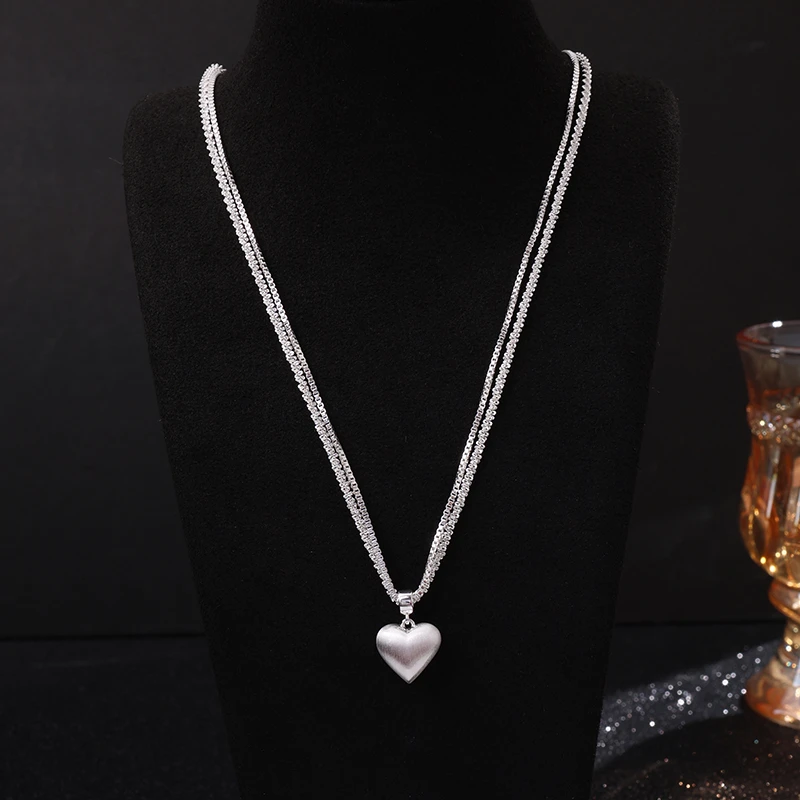 铜合金项链 《货号9585》双层爱心吊坠项链