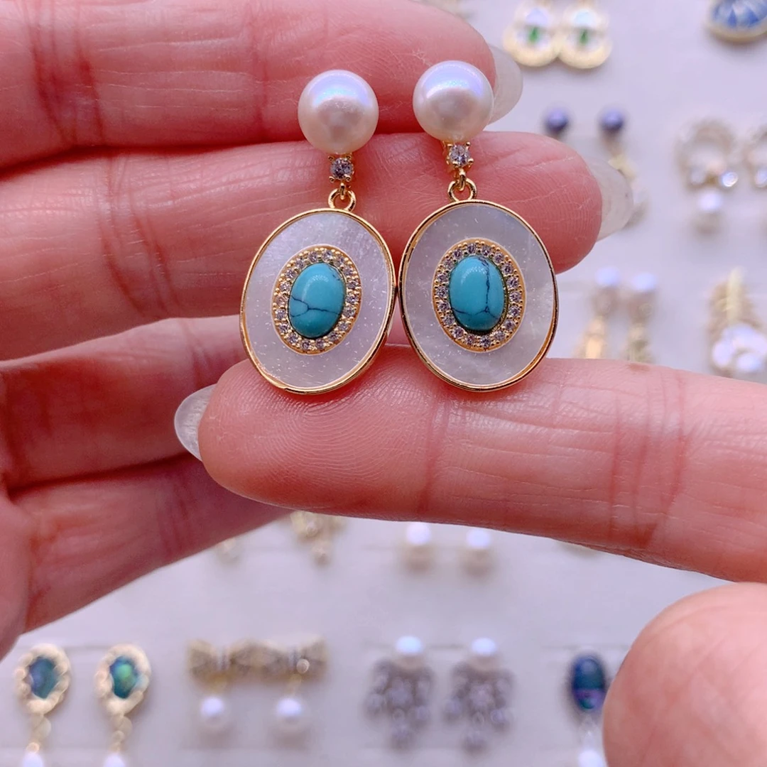 淡水珍珠耳饰合金